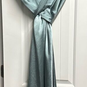 Bohme Satin Wrap Dress in Light Blue